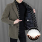 Men’s Stylish Notched Lapel Winter Tweed Jacket with White Duck Down Lining