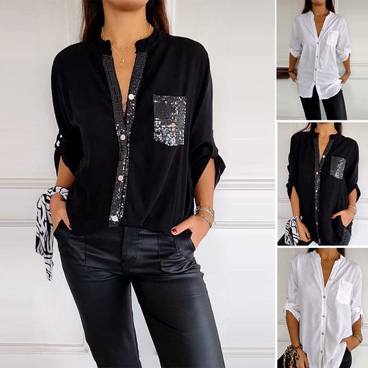 🔥 50% OFF 🔥 2024 Casual Patchwork Top with Sequins