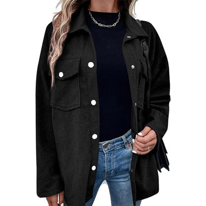 🥰Seasonal promotion super low price🥰 Women's Waffle Knit Button down Shirt Jacket