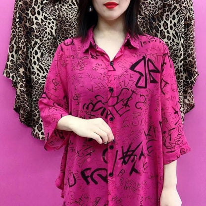 🥰 limited-time offer price 🥰Women’s Printed Loose Thin Mid-Length Lapel Shirt