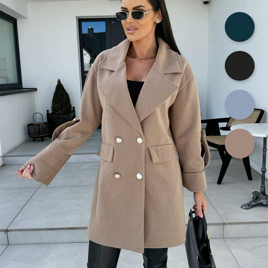 ✨ 50% off 💖Women's Solid Color Double Breasted Coat