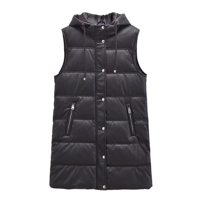 ✨Get 50% off💖❄️Winter Specials❄️Warm PU Leather Long Hooded Vest